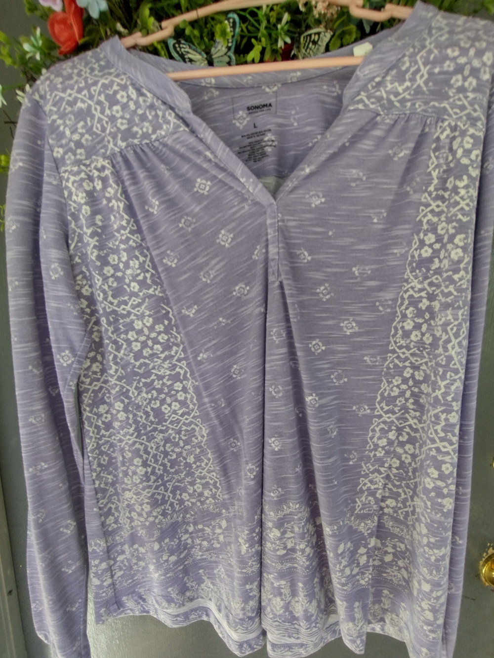 Sonoma Lavender Floral Print Long Sleeve Top
